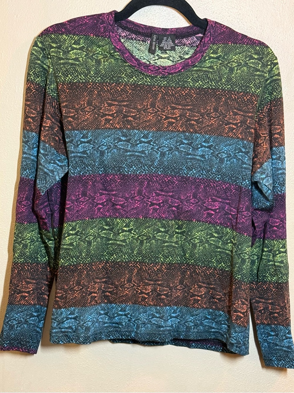 Women’s Lynn Ritchie Multi-Color Snakeskin Animal Print LS Top Sz Lg